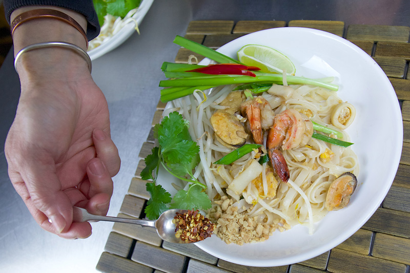 Plating up Pad Thai