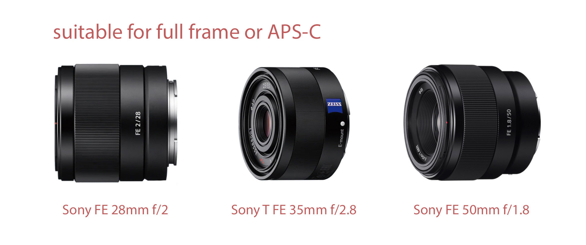 three Sony full frame lenses